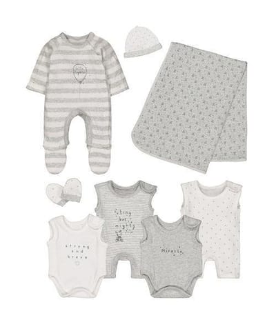 Unisex Grey Premature Baby Eight - Piece Set - Grey