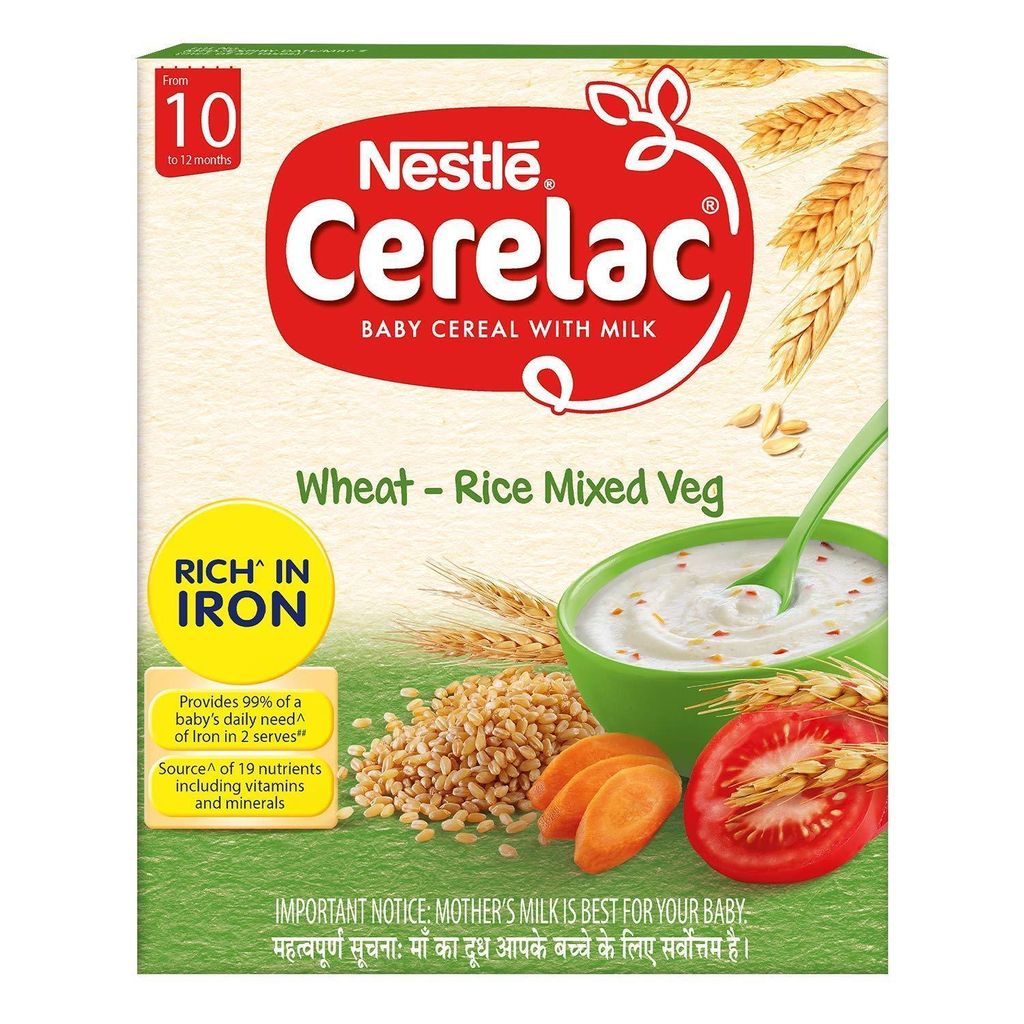 Nestle Cerelac Wheat Rice Mixed Veg ,10-12Mth, Stage 3,300 gm