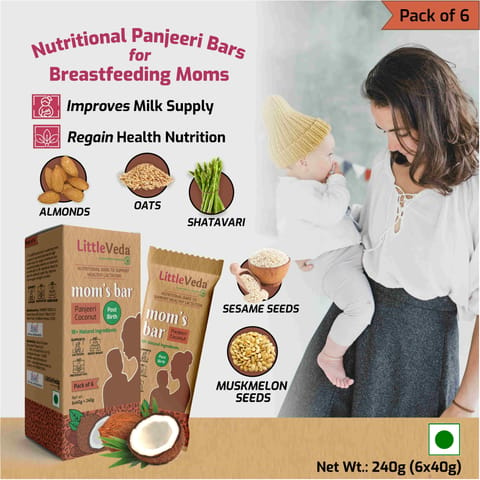 LittleVeda Moms Panjeeri Bar - Coconut For Breastfeeding Mom\'s with Shatavari, Gondh, Cumin