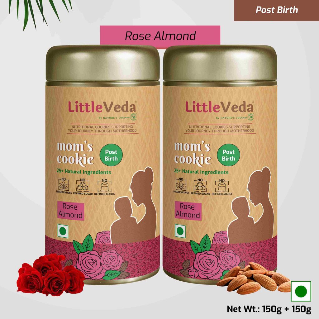 LITTLEVEDA Moms Cookies, Pack of 2 - Post Birth & Lactation Cookies- Rose Almond