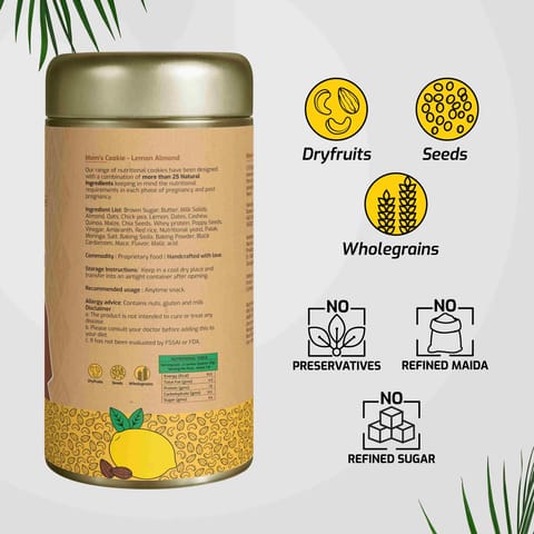 LittleVeda Pregnancy Cookies - Trimester 1&2, PACK of 2 - Lemon Almond