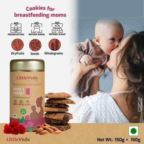 LITTLEVEDA Moms Cookies, Pack of 2 - Post Birth & Lactation Cookies- Rose Almond