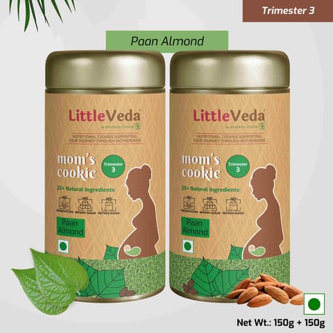 LittleVeda Pregnancy Cookies - Trimester 3, PACK of 2 Paan Almond