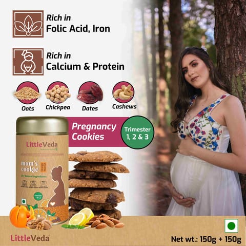 LittleVeda Pregnancy Cookies - Trimester 1&2, PACK of 2 - Lemon Almond