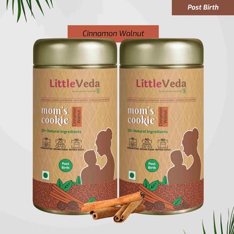 LITTLEVEDA Moms Cookies, Pack of 2 - Post Birth Health & Lactation Cookies - Cinnamon Walnut