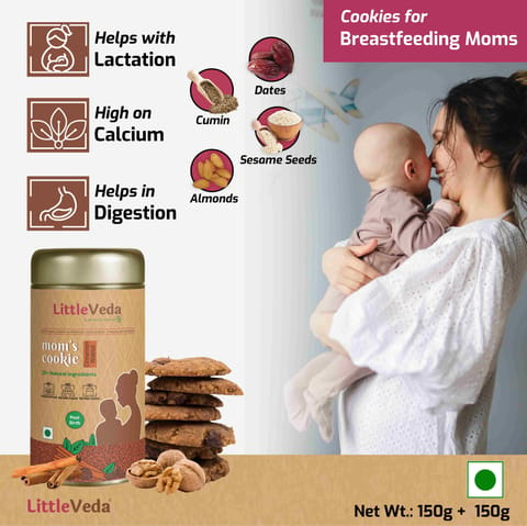 LITTLEVEDA Moms Cookies, Pack of 2 - Post Birth Health & Lactation Cookies - Cinnamon Walnut