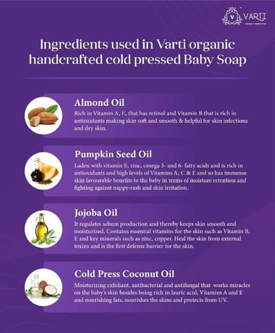 VARTI -AYUSH Certified, Parabens & Sulphate Free Cold Pressed Baby Bar, 100% Organic & Chemical free