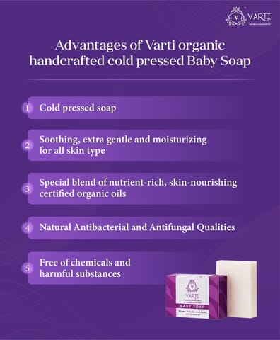 VARTI -AYUSH Certified, Parabens & Sulphate Free Cold Pressed Baby Bar, 100% Organic & Chemical free