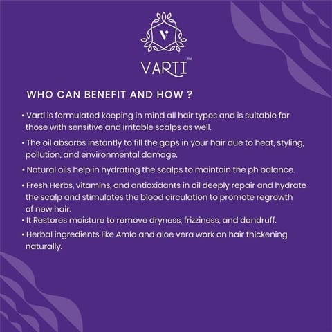 VARTI -AYUSH Certified, Parabens & Sulphate Free Hair Oil, 100% Organic & Chemical free- 100 ml
