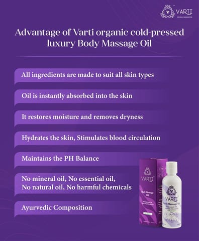 VARTI -AYUSH Certified, Parabens & Sulphate Free Body Massage Oil , 100% Organic & Chemical free