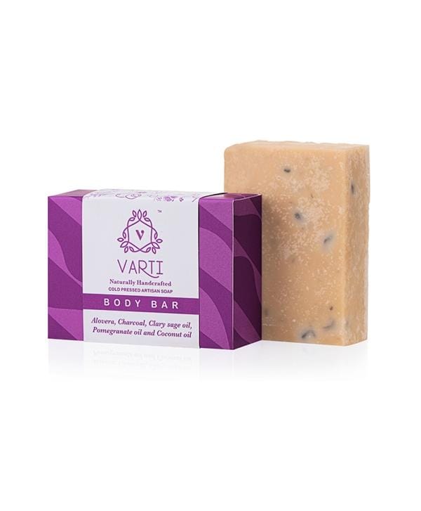 VARTI -AYUSH Certified, Parabens & Sulphate Free Cold Pressed Body bar-Charcoal & Pomegranate Oil
