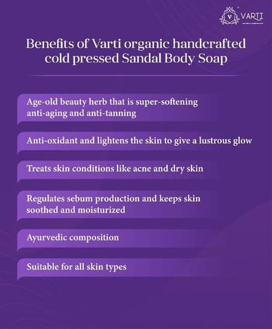 VARTI -AYUSH Certified, Parabens & Sulphate Free Cold Pressed Body bar-Sandalwood & Turmeric