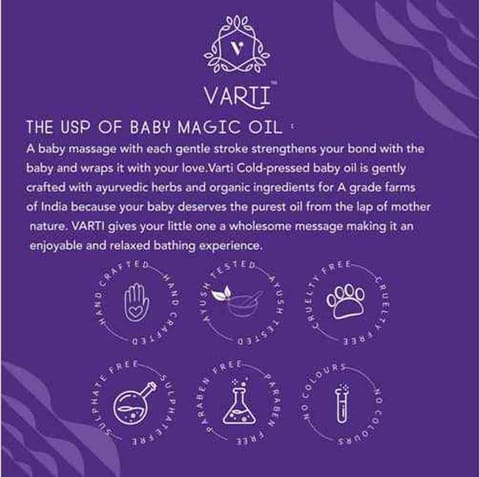 VARTI -AYUSH Certified, 100% Organic & Chemical free Baby Oil & Baby Bar "Combo Pack" Cold Pressed