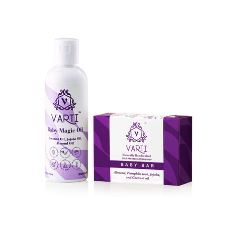 VARTI -AYUSH Certified, 100% Organic & Chemical free Baby Oil & Baby Bar "Combo Pack" Cold Pressed