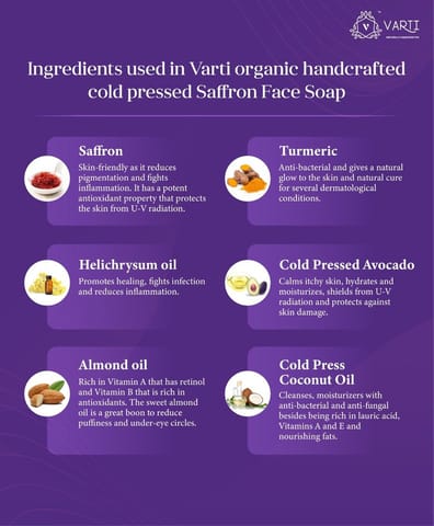 VARTI -AYUSH Certified, Parabens & Sulphate Free Cold Pressed Saffron Face bar