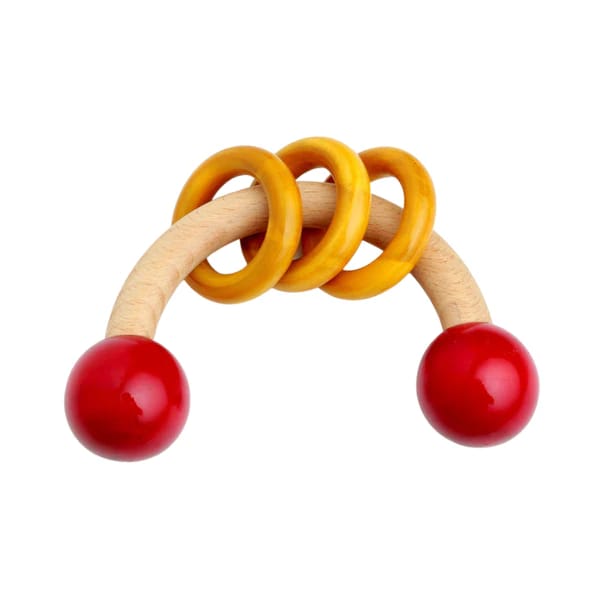 Ariro Toys Wooden Rattle - Curvy with Rings
