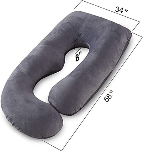 Mom's Moon Pregnancy Pillow, Maternity Body Pillow for Sleeping with Body Pillow Cover, 55-inch G Shaped Pregnancy Pillow for Pregnant Women, Grey Velvet