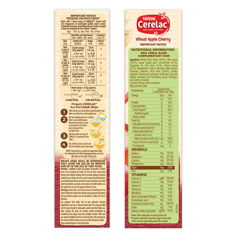 CERELAC WHEAT APPLE CHERRY STAGE 2 (NESTLE)