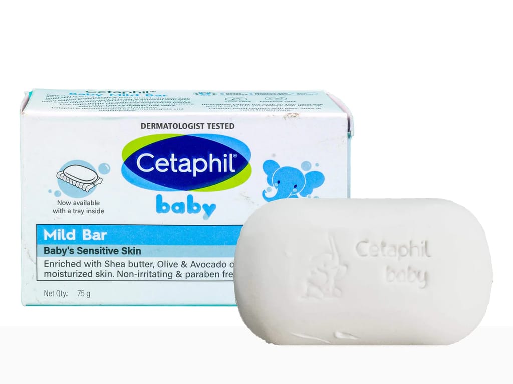 Cetaphil Baby Mild Bar 75gm, Kids Soap for Bath, White, Medium