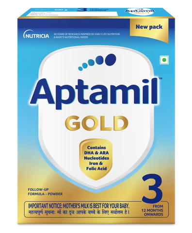Aptamil Gold Follow Up Infant Formula Milk Powder for Babies - Stage 3 ( 12 month onwards ) - 400gm