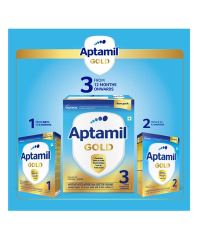 Aptamil Gold Follow Up Infant Formula Milk Powder for Babies - Stage 3 ( 12 month onwards ) - 400gm