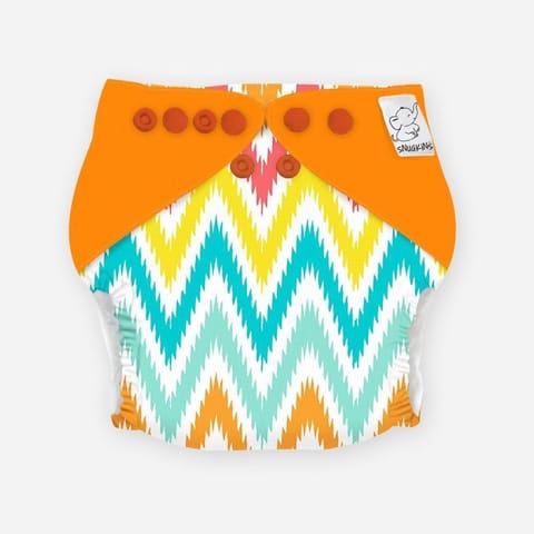 Snugkins New Age Reusable cloth diaper, Fits 5 -14kg babies Macaroon Ikat