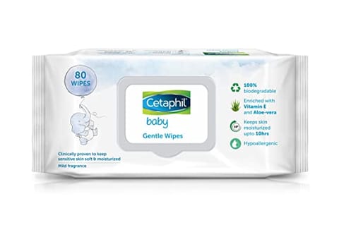 Cetaphil Baby Gentle Wipes 80's with Aloevera & Vitamin E