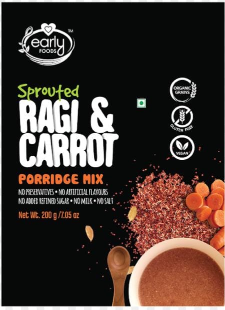 Early Foods Sprouted Ragi and Carrot Porridge Mix 200g