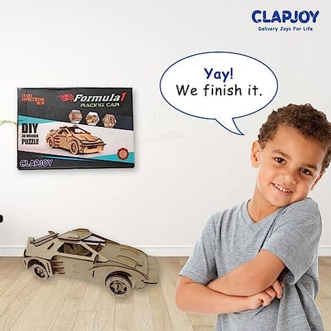 Clapjoy 3D Wooden Puzzle Racing Car for kids of age 6 years and Above