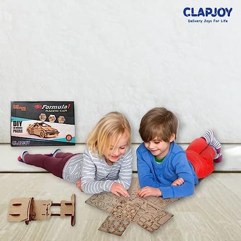 Clapjoy 3D Wooden Puzzle Racing Car for kids of age 6 years and Above