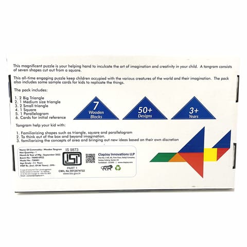 Clapjoy Tangram Puzzle for kids of age 3 years and Above