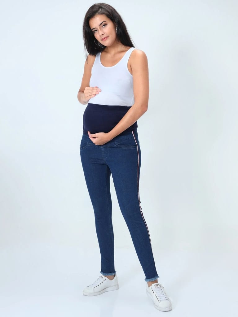 The Mom store Distress Taped Maternity Denims with Belly Support