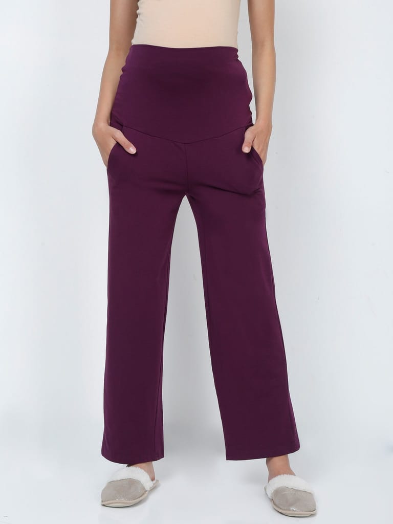 The Mom store Comfy Maternity Regular Pants - Grape - Grape