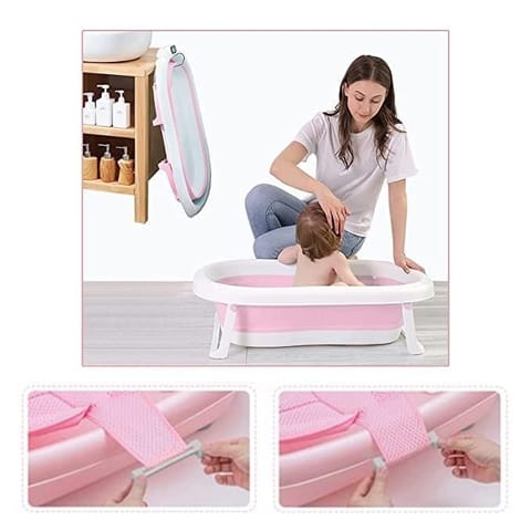 Safe-O-Kid-Bath Tub Foldable-Digital Temperature Sensor-Pink
