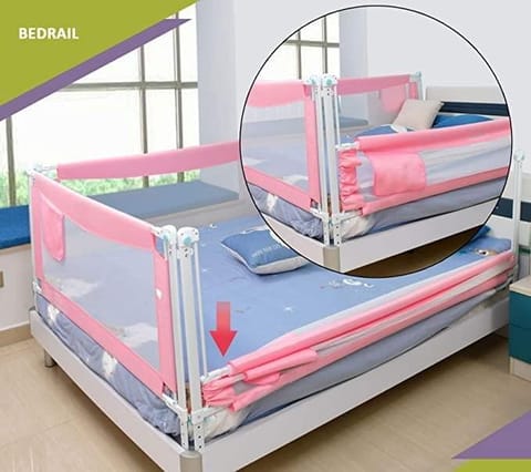 Safe-O-Kid Foldable 4 Ft Bedrail Guard - Pink