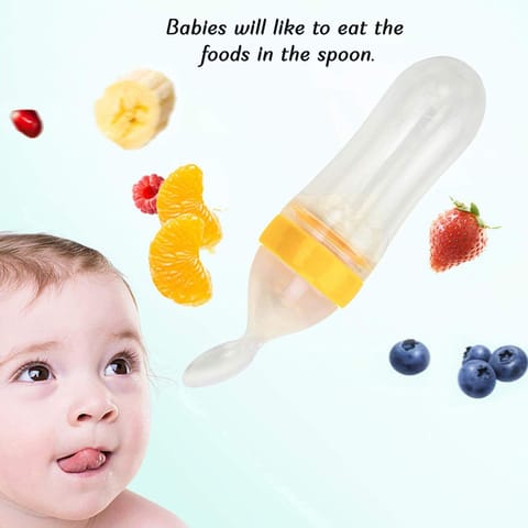Safe-O-Kid Silicone Squeeze Feeding Spoon for Milk, Cerelac/ Porridge and Food Feeder