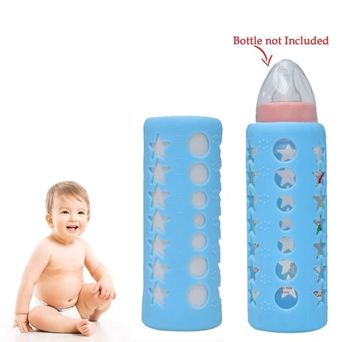 "Safe-O-Kid Baby Feeding Bottle Cover/ Bottle Cleaning Brush, Blue -Combo "
