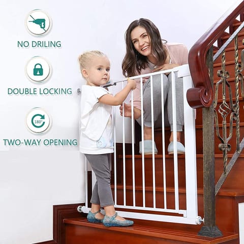 Safe-O-Kid 75-85 cm Child Safety Stair Safety Gates with 1 Fall Prevention Safety Net