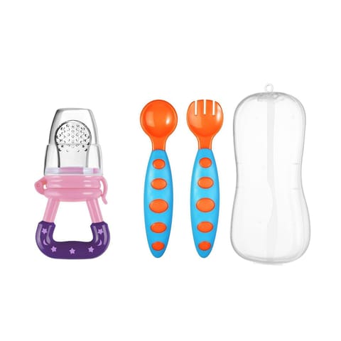 Safe-O-Kid Baby Fruit Nibbler with Feeding/Training Spoon with Box- Combo