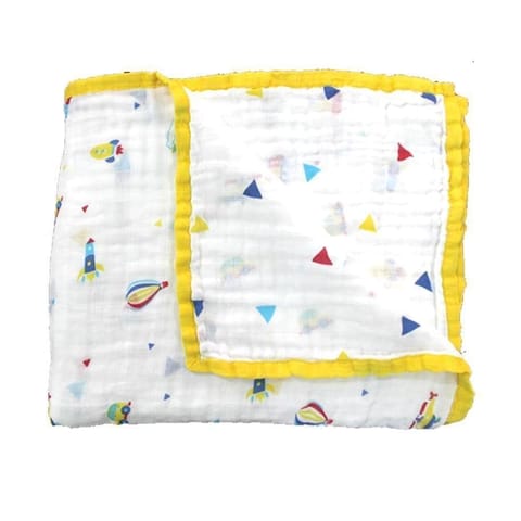 Yellow Rabbit On The Go Muslin Blanket