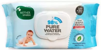 Mother Sparsh 98 % Water Based Wipes (Mild -Scented) - 80 Pieces