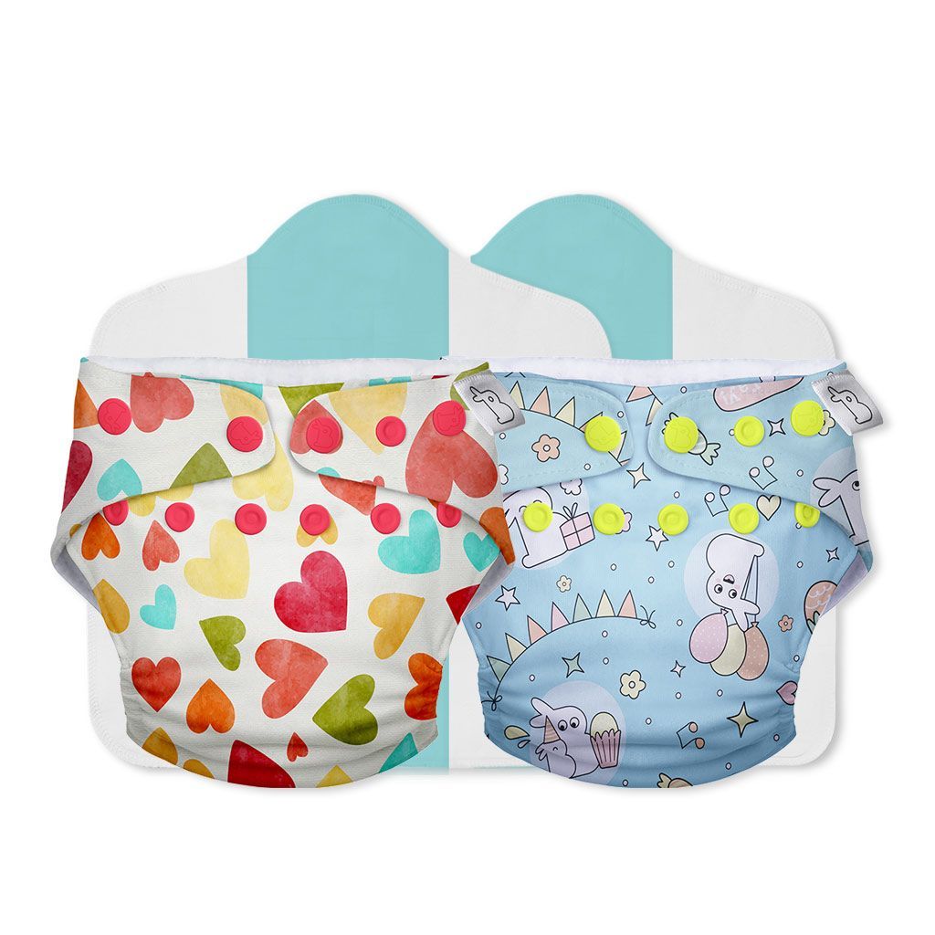 SuperBottoms Cloth Diapers for babies - Cloth Diaper Combo Pack of 2 Freesize UNO- New Version| Reusable