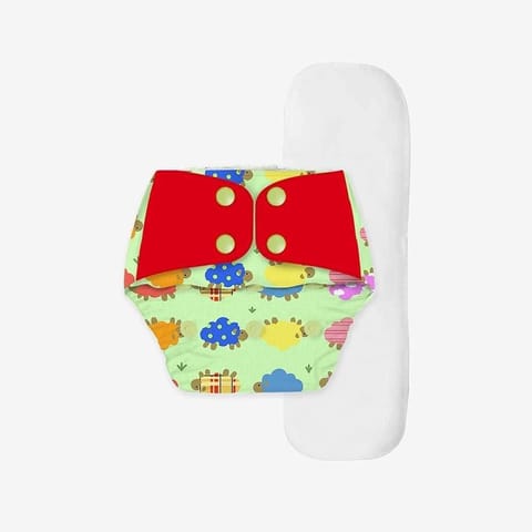 Snugkins Regular Diaper - Freesize Reusable (Fits babies 5-17kgs) - Dreamy sheep