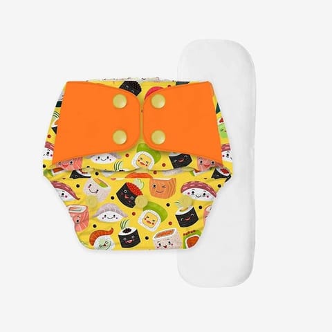 Snugkins Regular Diaper -Freesize Reusable (Fits babies 5-17kgs) - Mushi Sushi