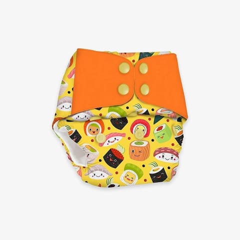 Snugkins Regular Diaper -Freesize Reusable (Fits babies 5-17kgs) - Mushi Sushi