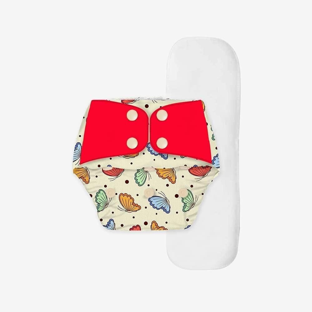 Snugkins Regular Diaper -Freesize Reusable (Fits babies 5-17kgs)-Butterfly Kisses