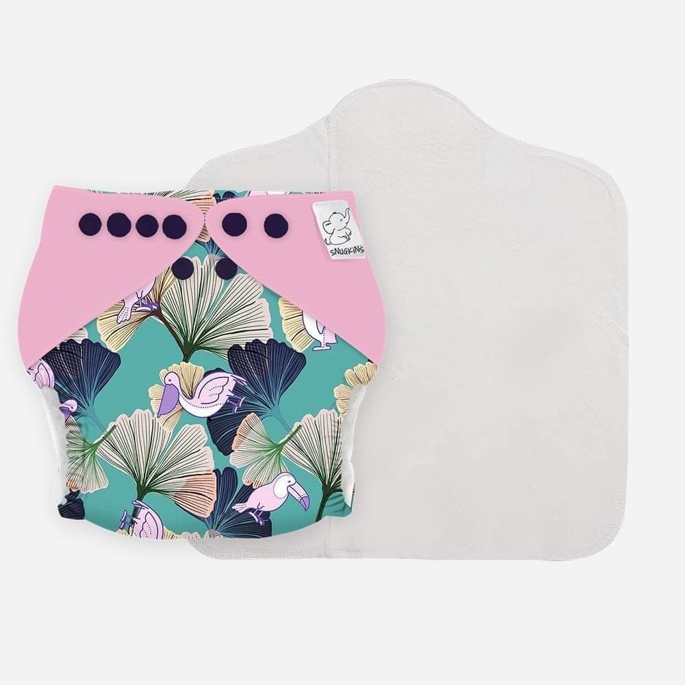 Snugkins New Age Reusable cloth diaper, Fits 5 -14kg babies Ginkgo Glee