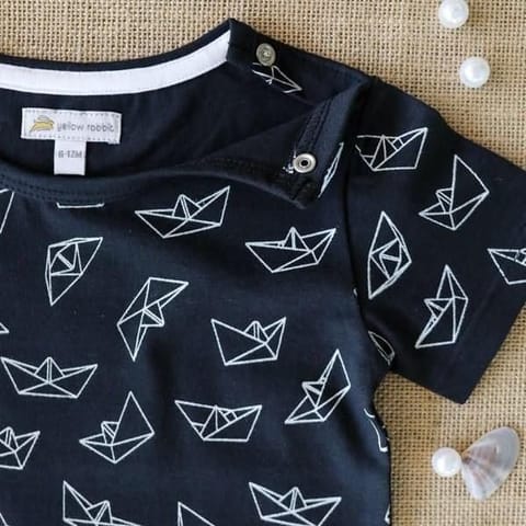 Yellow Rabbit Origami Paper Boat T-shirt