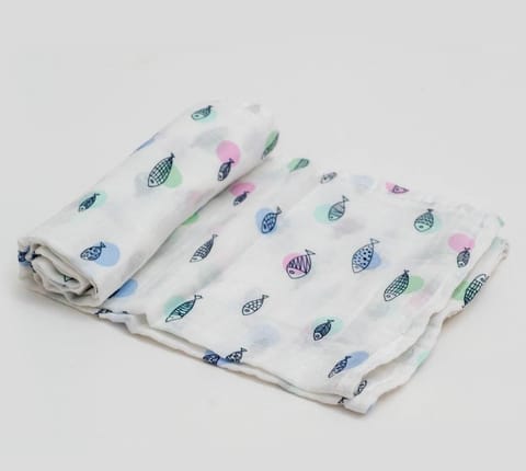 Yellow Rabbit Fish On Polka Dots Swaddle