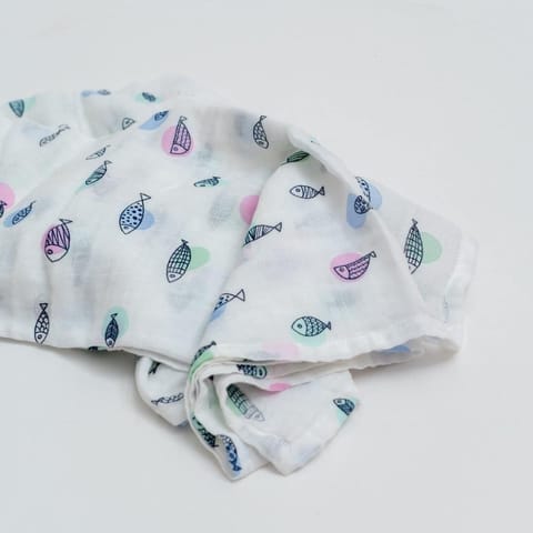 Yellow Rabbit Fish On Polka Dots Swaddle